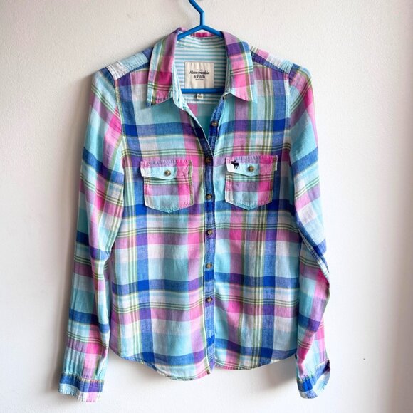 Sweet Pastel A&F Plaid Shirt - Size S - Picture 1 of 15